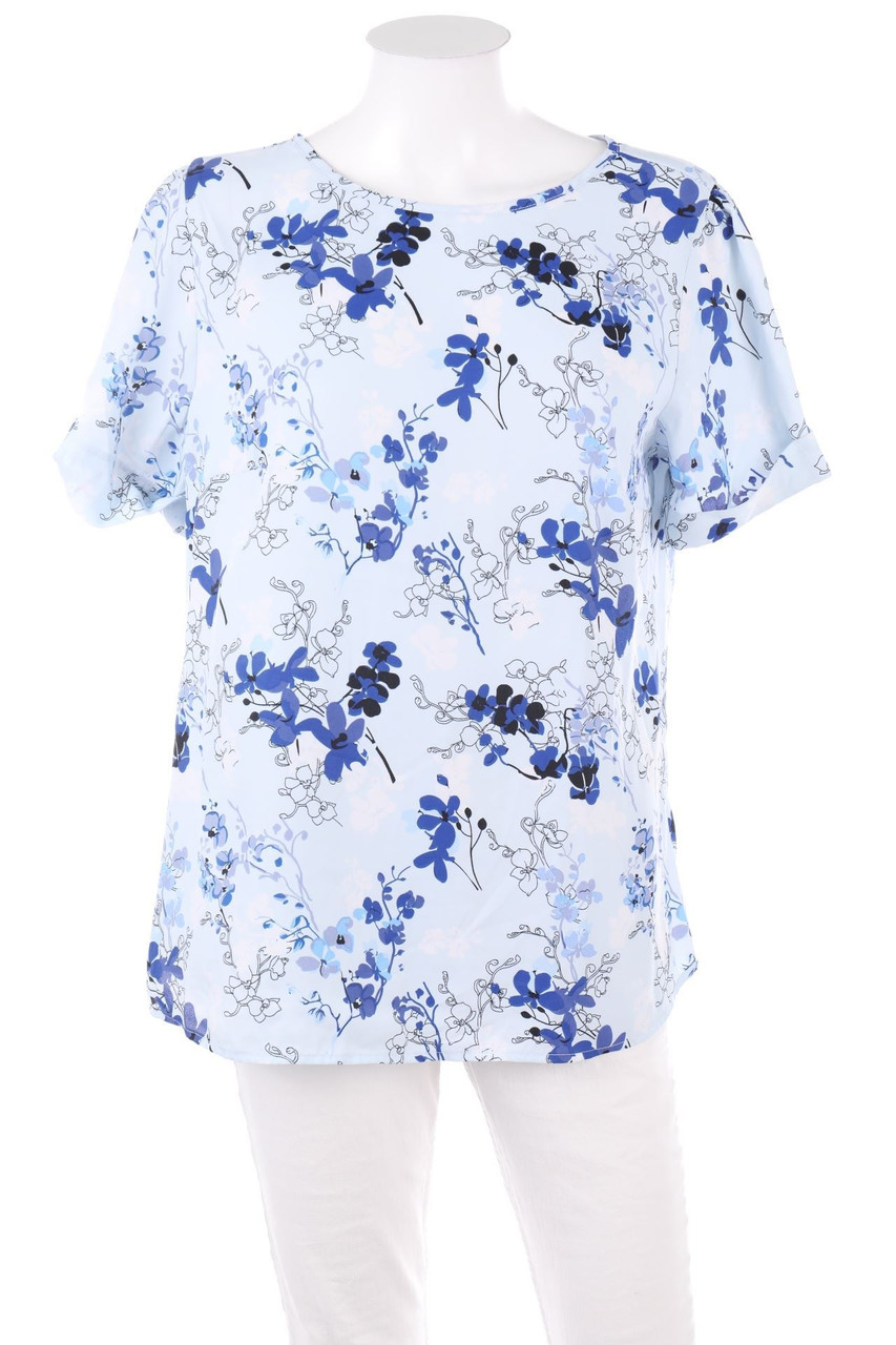 MOHITO - Kurzarm-Bluse mit Blumen-Print - D 42
