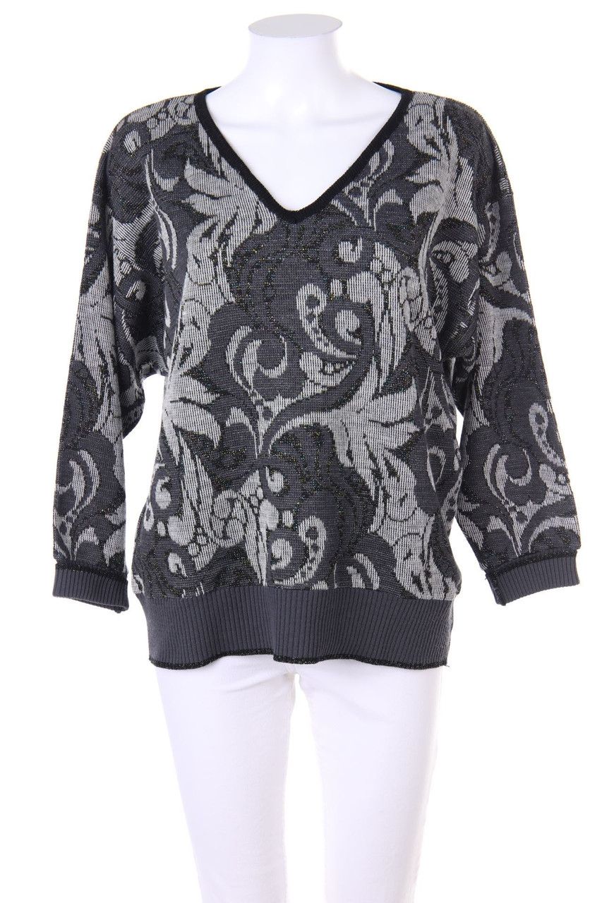 VINTAGE - Metallic-Strick-Pullover mit Muster - L