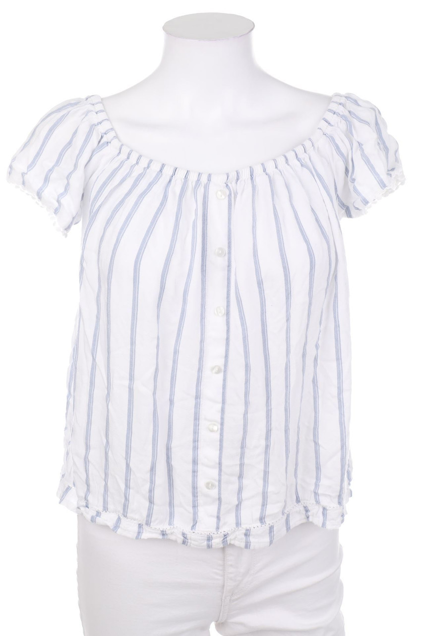 LADY BLUSH - Carmen-Bluse mit Streifen - D 38