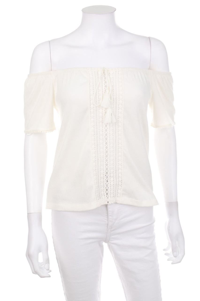 H&M DIVIDED - Boho-Carmen-Bluse mit Quasten - S