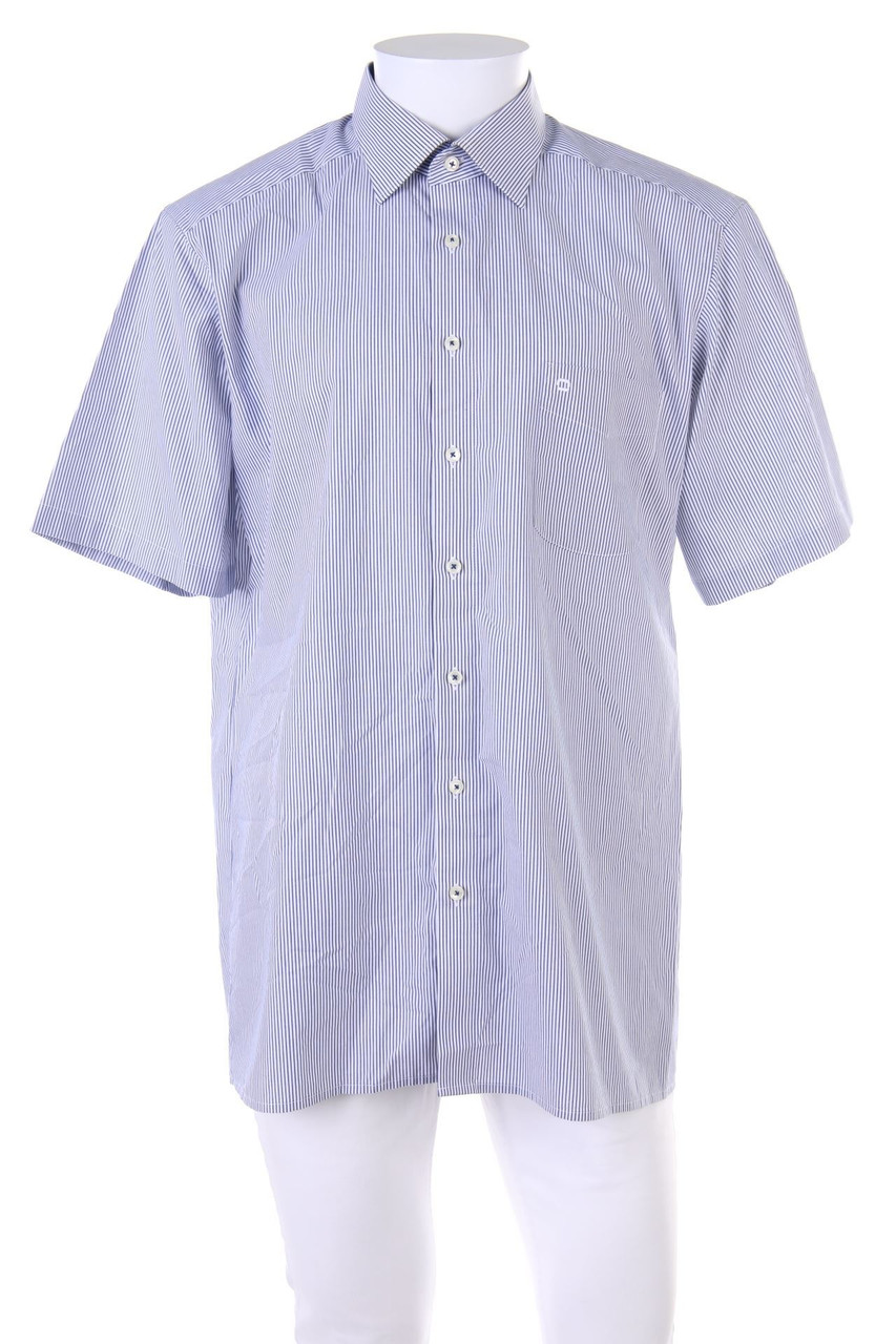 OLYMP - gestreiftes Kurzarm-Hemd mit Logo-Stickerei - 43