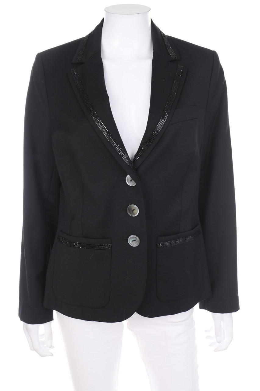 DEVERNOIS - Blazer mit Reverskragen aus Woll-Mix mit Schmuckstein-Applikation - D 40