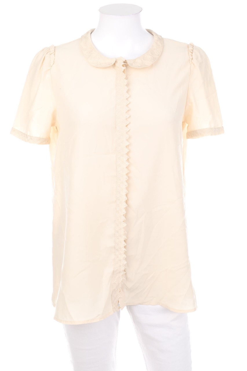 MAISON SCOTCH - Kurzarm-Bluse mit Bubi-Kragen - D 36
