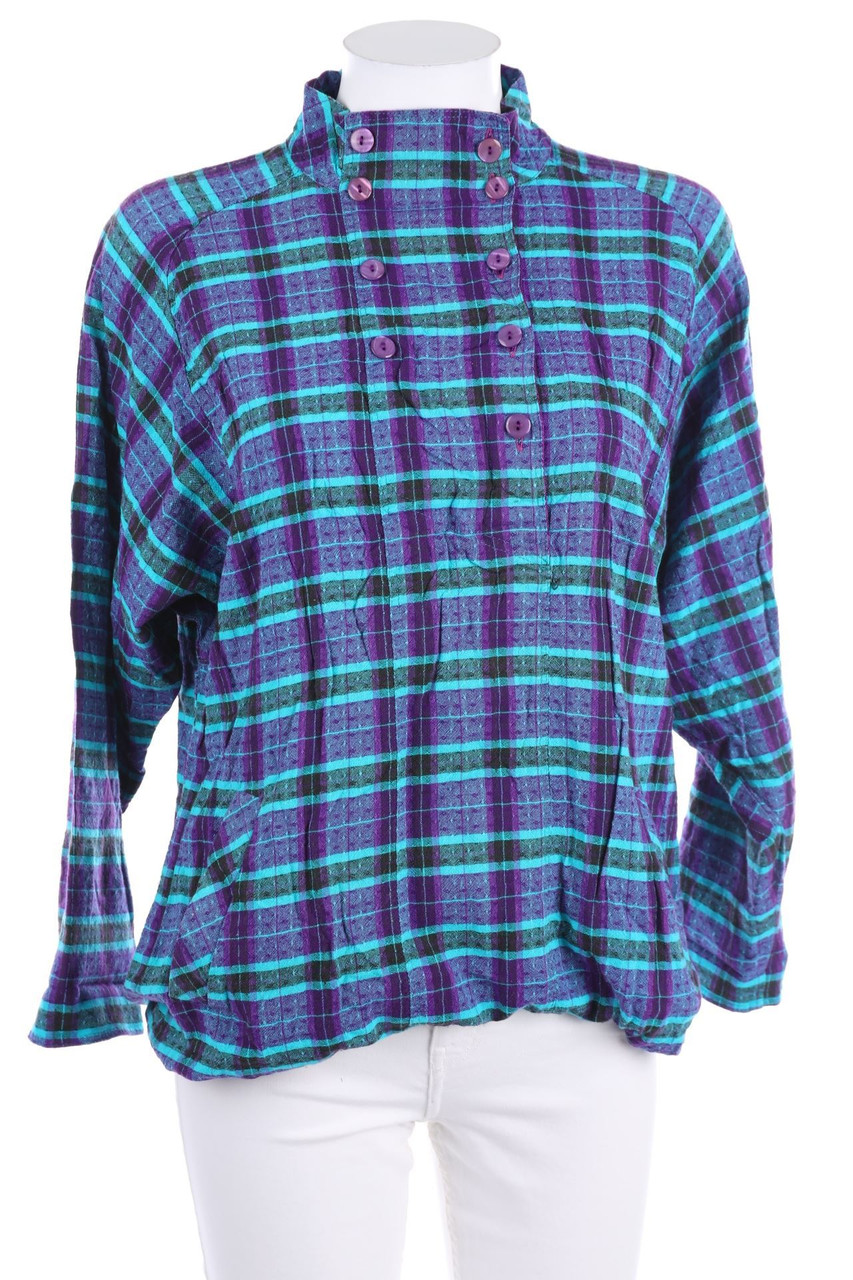 VINTAGE - Karo-Bluse mit 3/4-Ärmel - D 40