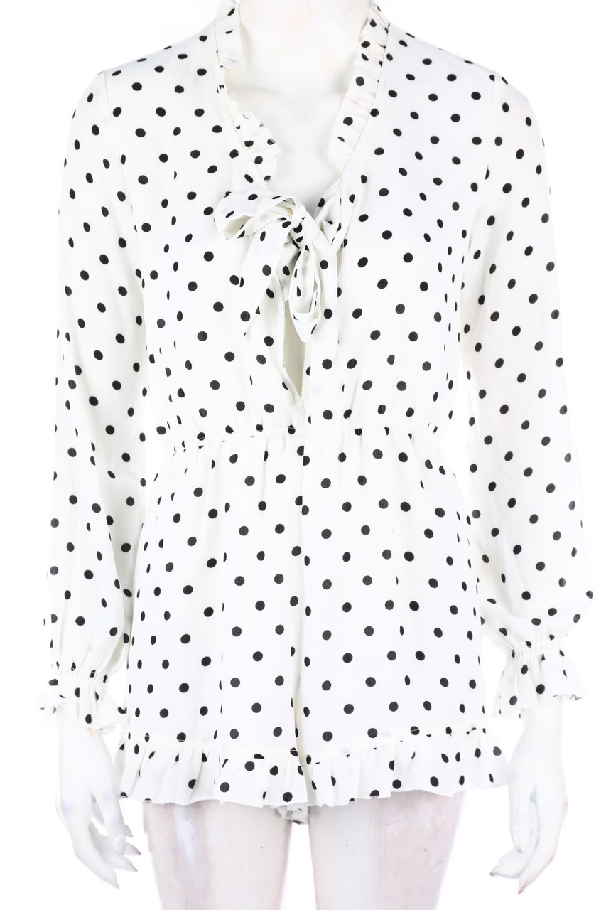 ROMEO & JULIET couture - Rüschen-Playsuit mit Punkten - M