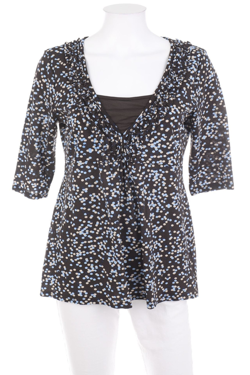 Ohne Label - Kurzarm-Shirt mit Rüschen - L