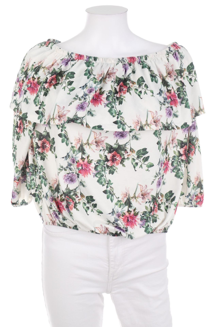 AMISU - Carmen-Bluse mit Blumen-Print - XS