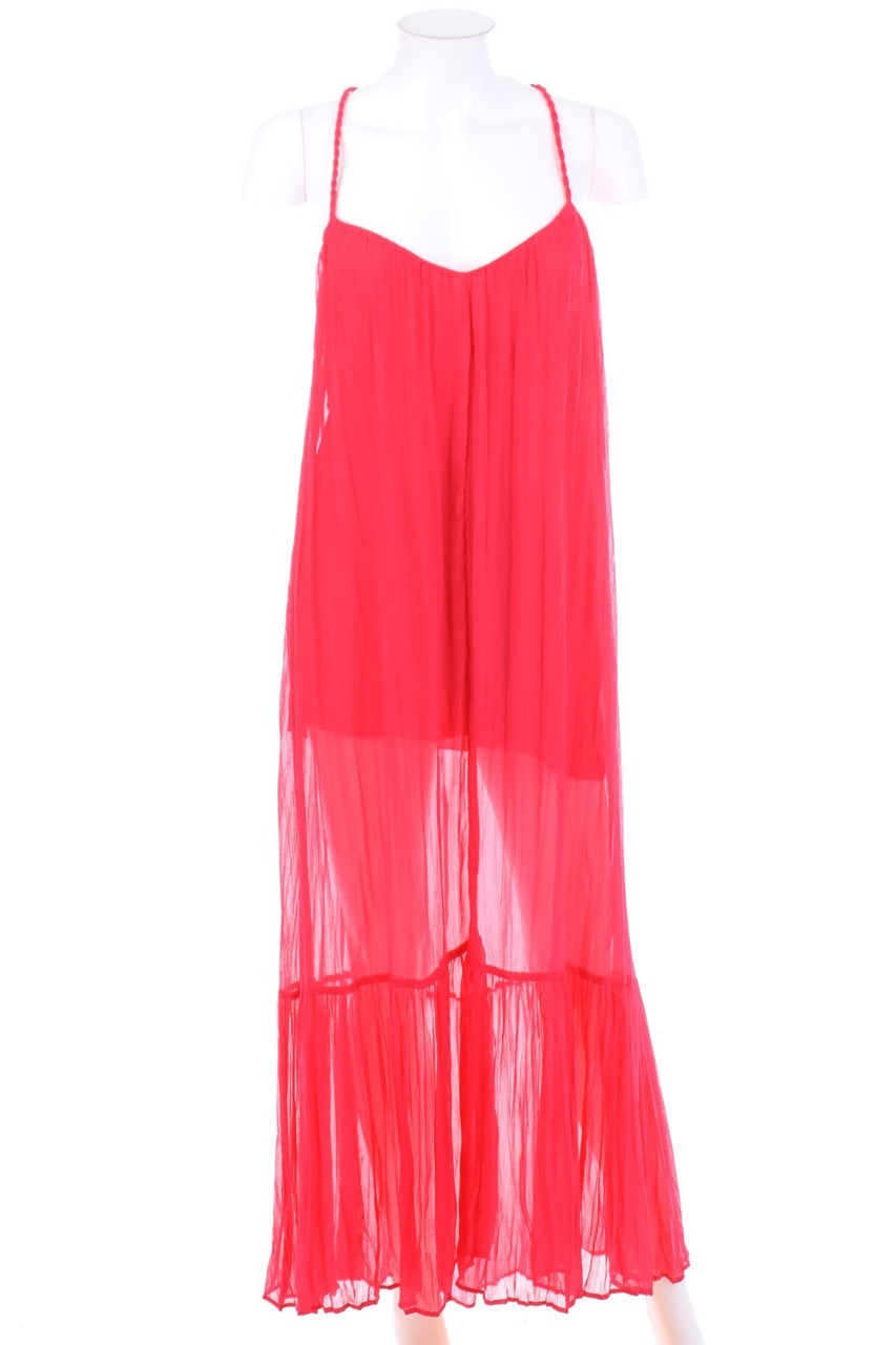 ZARA - Plissee-Strand-Maxi-Kleid mit tiefem Rückenausschnitt - D 42