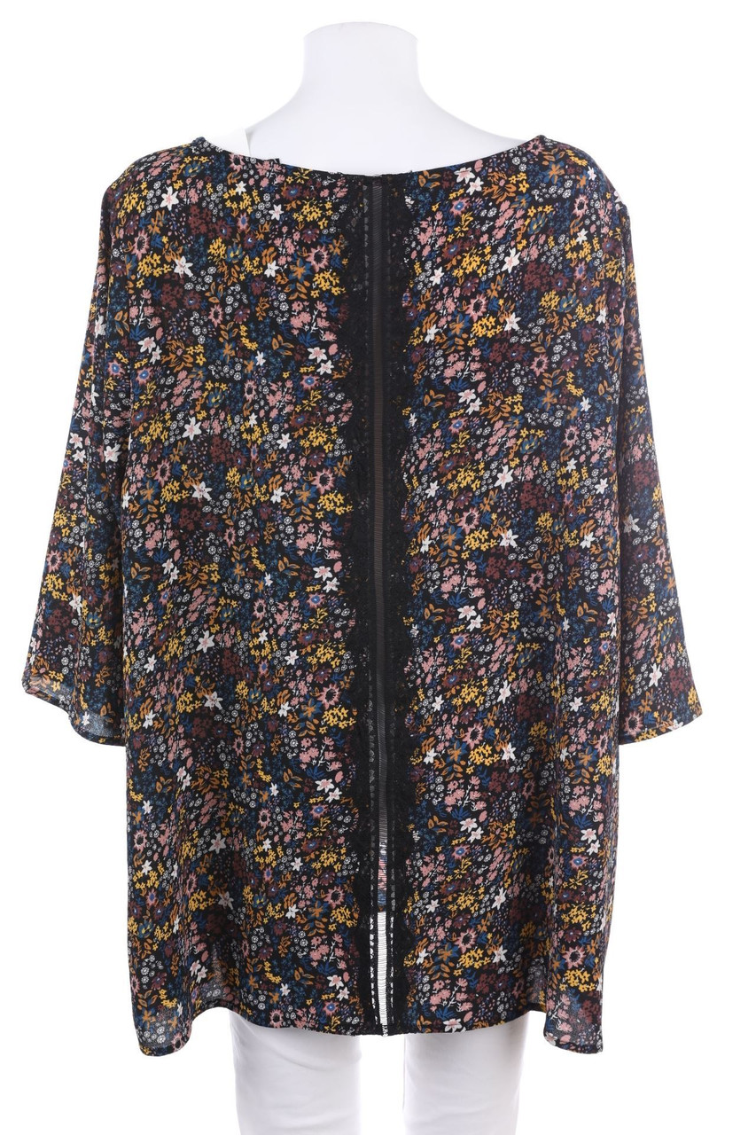 ZiZZi - Bluse mit 3/4-Ärmel mit Blumen-Print mit Spitze - L