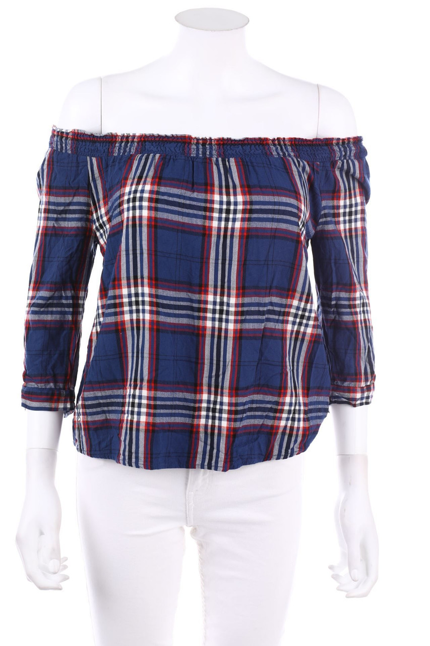 orsay - Carmen-Bluse mit Karo-Muster - D 34