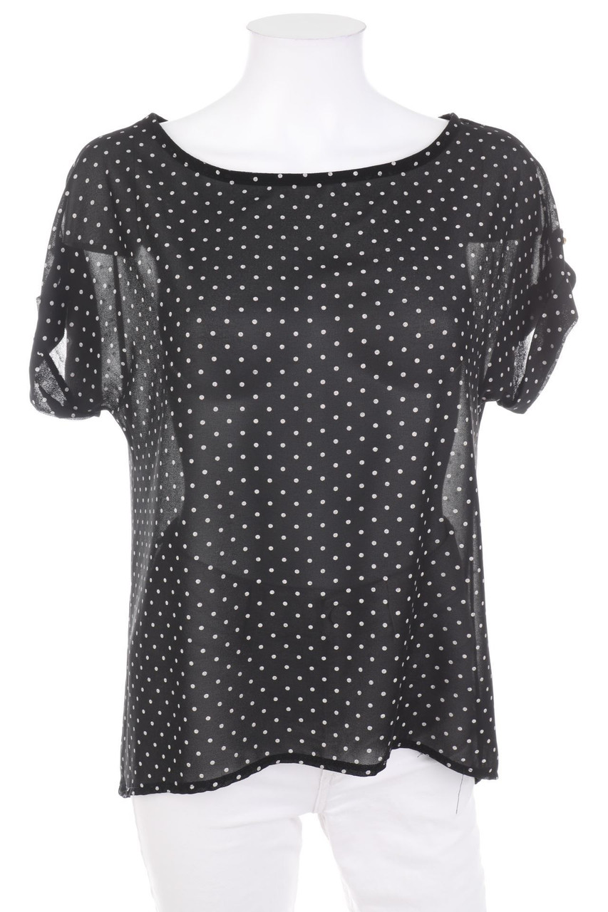 Ohne Label - Vokuhila-Bluse mit Polka Dots - M