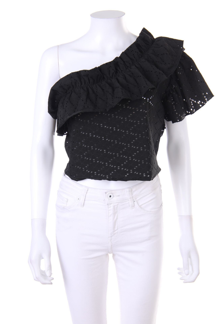 ZARA - One Shoulder-Cropped-Bluse - L