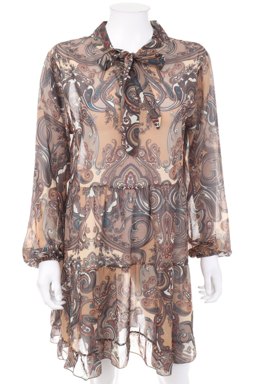 Ohne Label - Chiffon-Kleid mit Paisley-Print - L