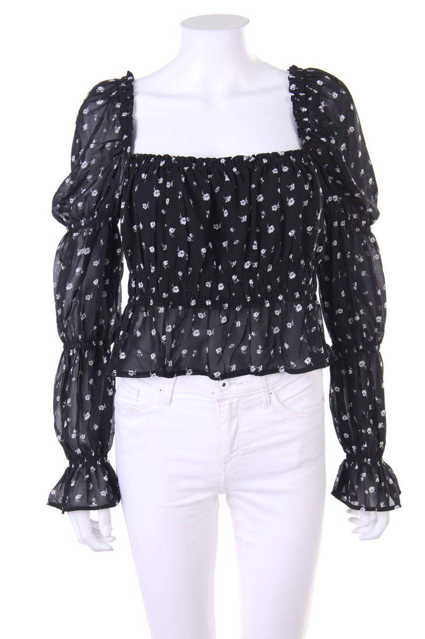 H&M DIVIDED - Cropped-Bluse mit Smok-Details - M