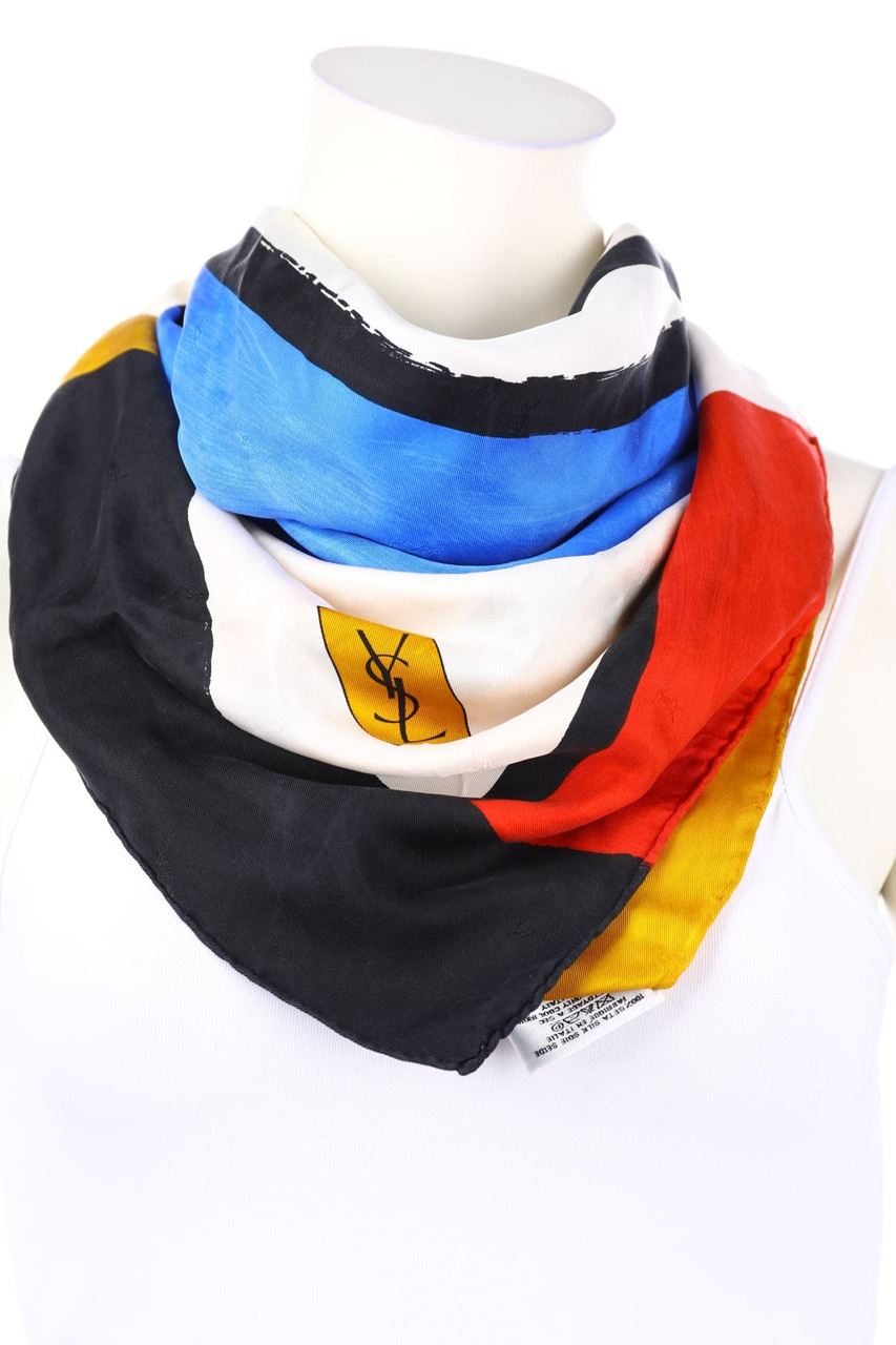 YVES SAINT LAURENT - Vintage-Seidentuch mit Logo-Print - ONE SIZE