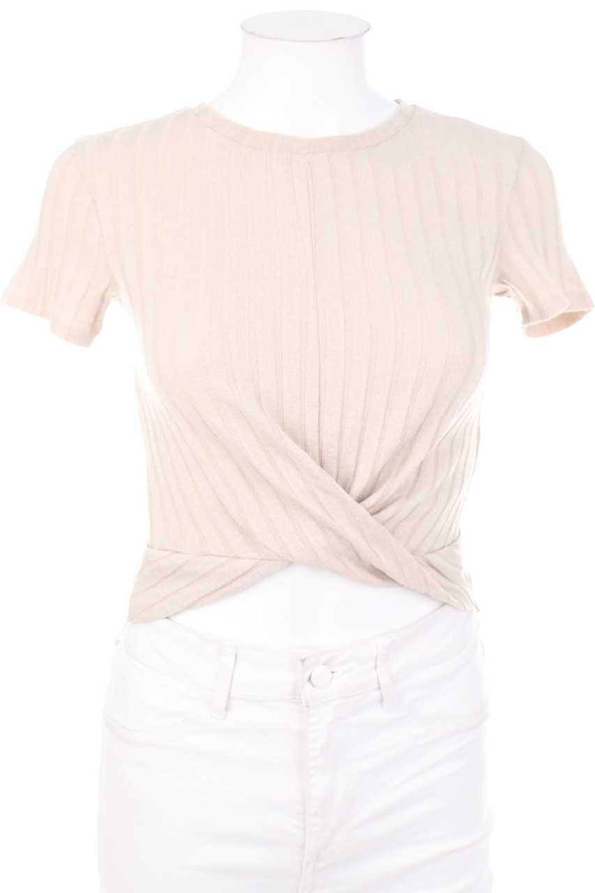 Bershka BSK GIRL - Cropped-Kurzarm-Shirt mit Drapierung - XS