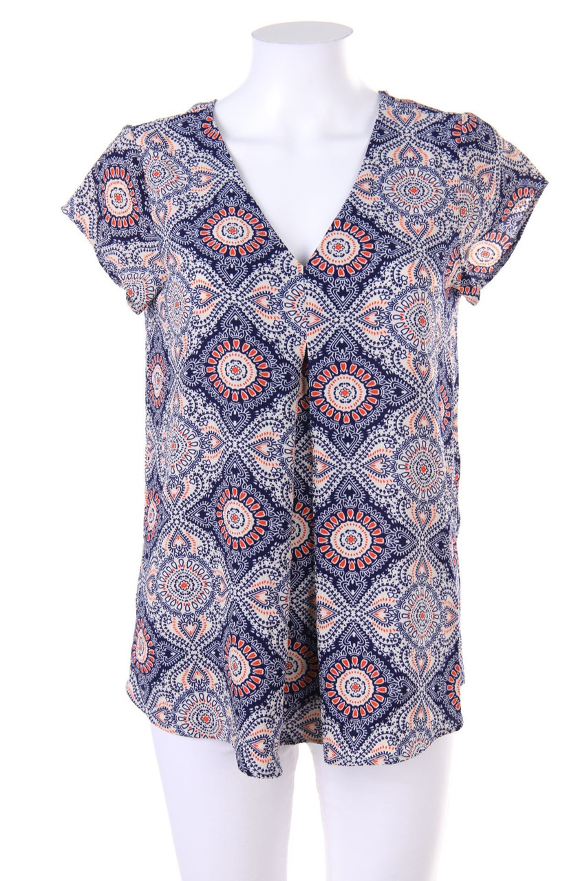 ONLY - Oversize-Kurzarm-Bluse mit Ethno-Print - D 34