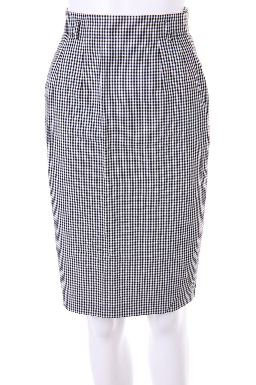 Betty Barclay - High Waist-Bleistift-Rock aus Leinen-Mix mit Karo-Muster - D 36