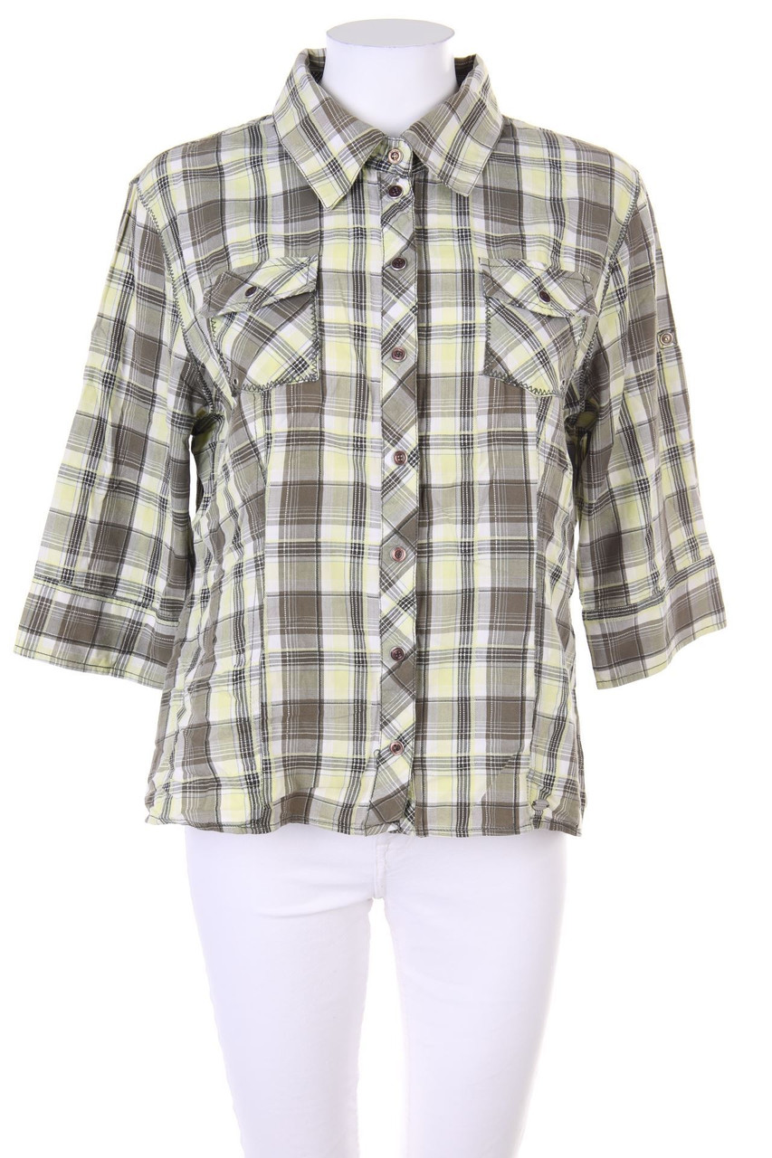 Street One - Karo-Hemd-Bluse mit 3/4-Ärmel - D 44