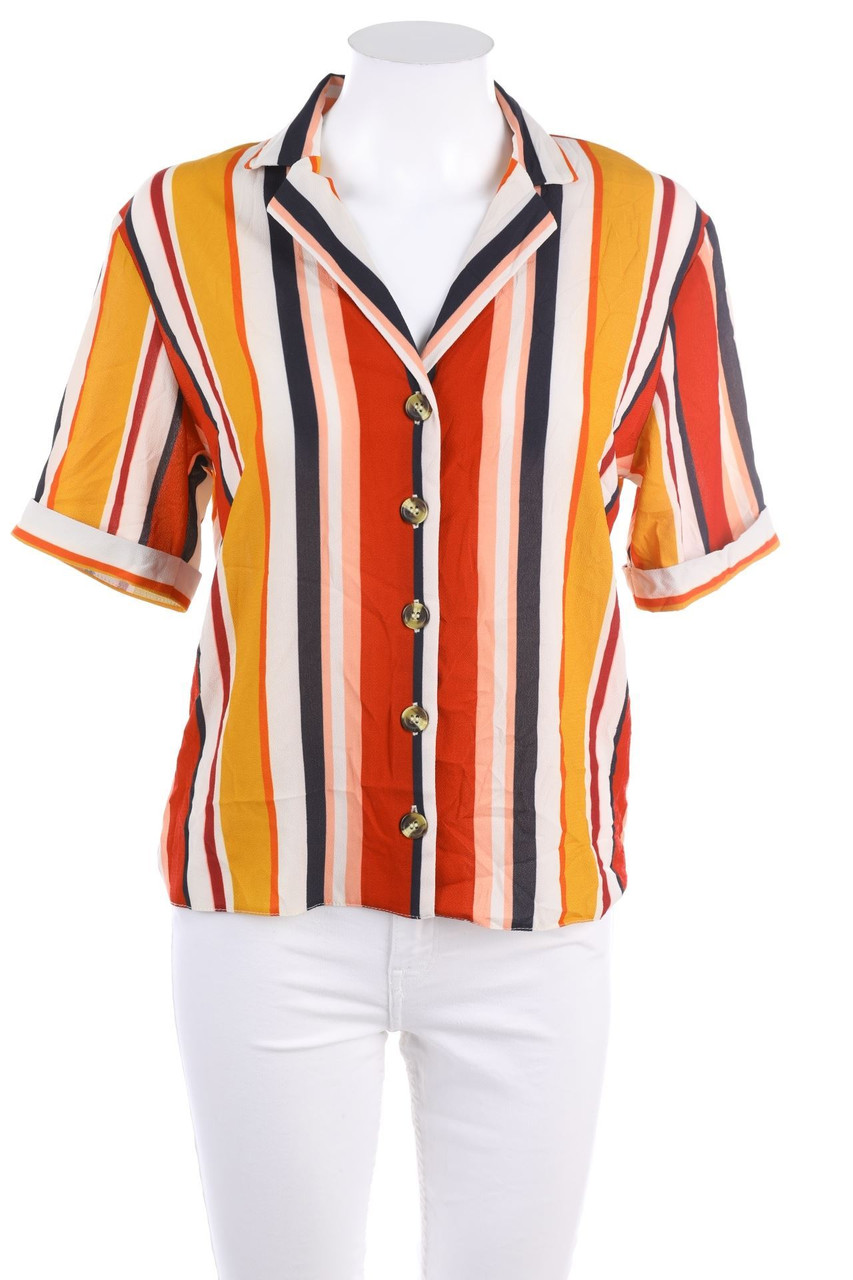 NEW LOOK - Streifen-Hemd-Bluse mit kurzem Ärmel - D 34