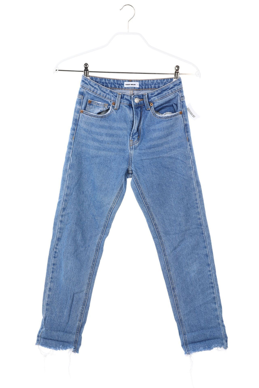 TALLY WEiJL - Used Look Straight Cut Jeans mit Logo-Knöpfen - D 32