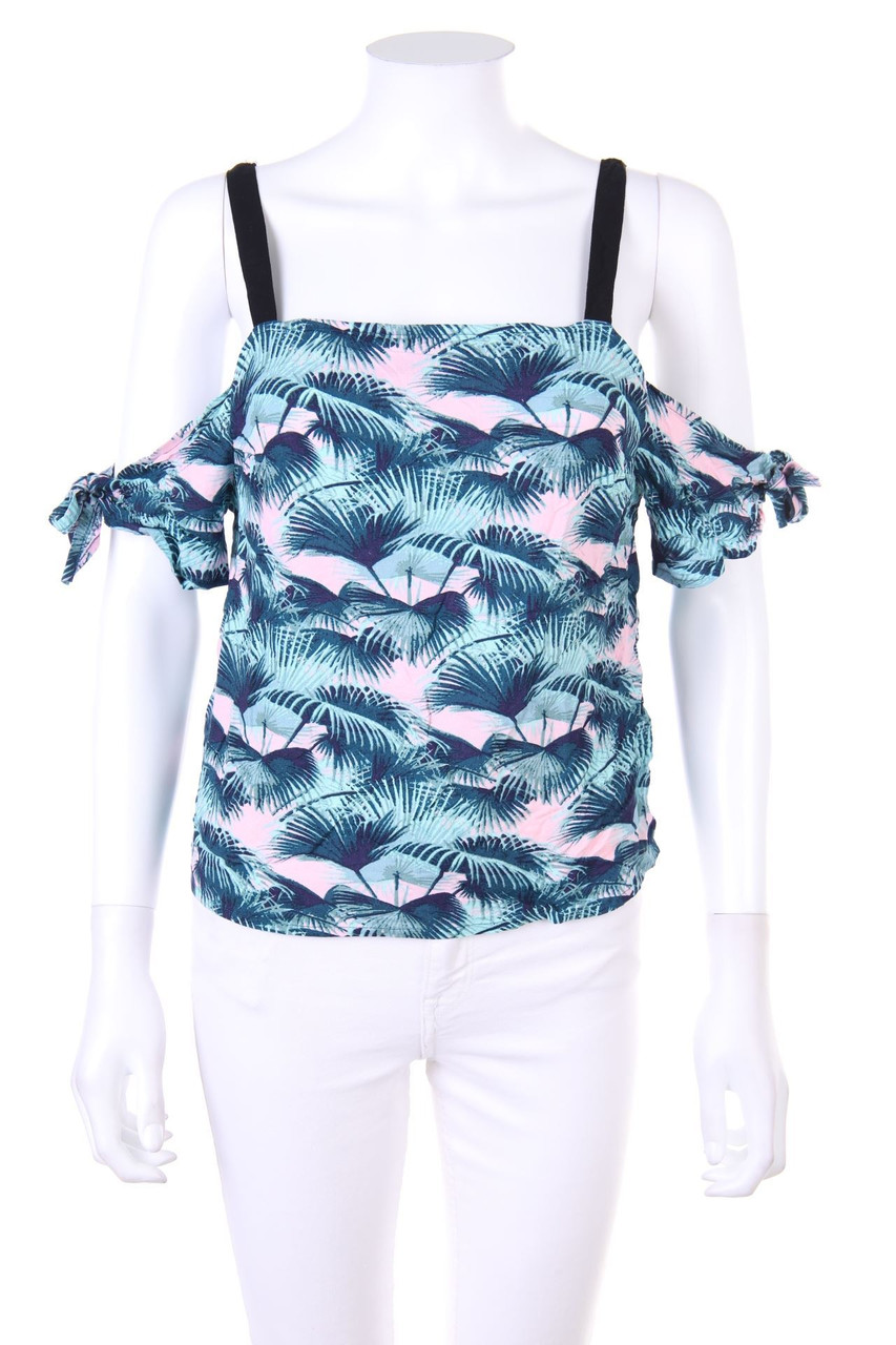 TALLY WEiJL - Cold-Shoulder-Kurzarm-Shirt mit Tropical Print - S