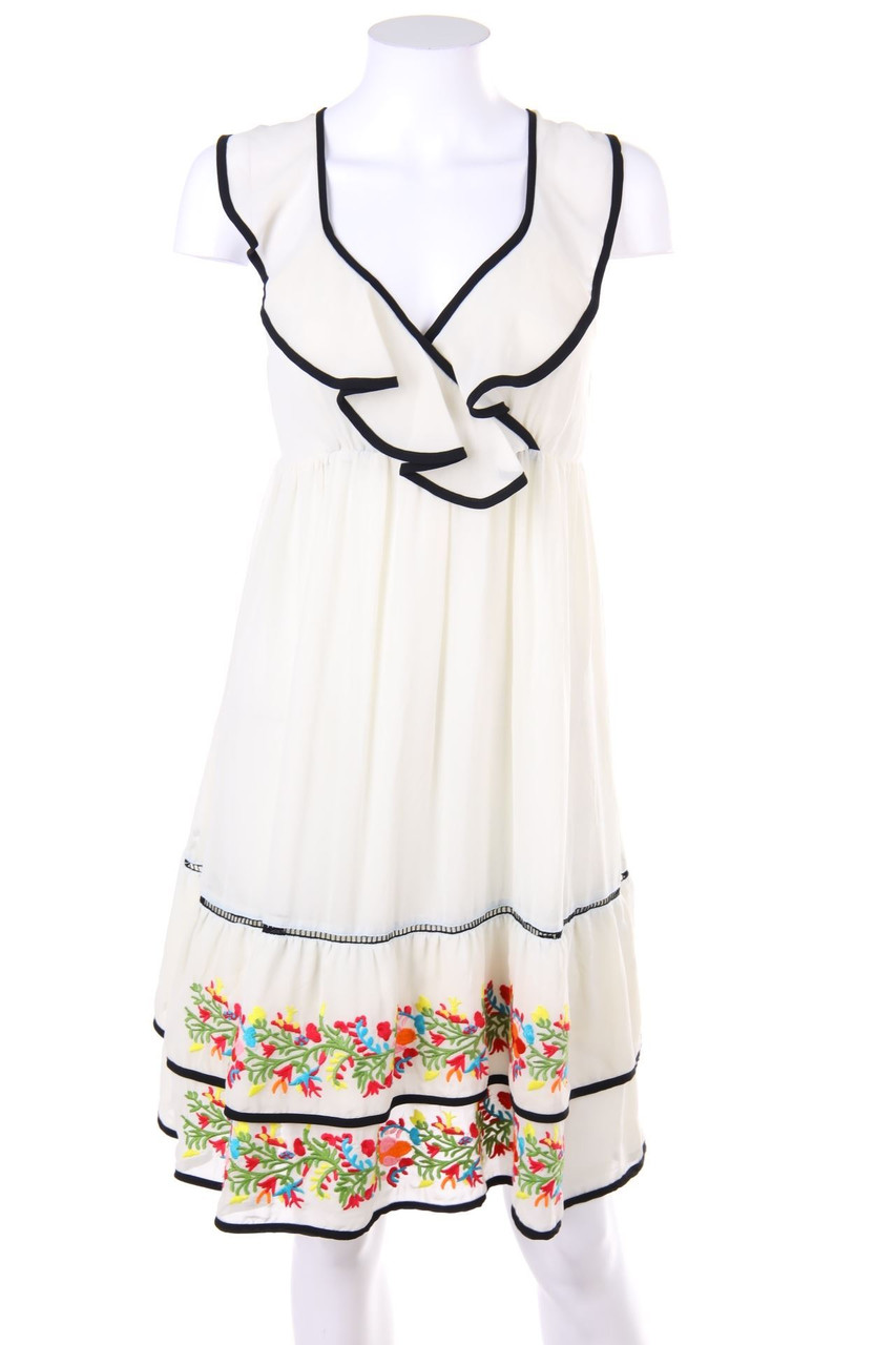 Ohne Label - Boho-Kleid mit Stickereien - D 32-34