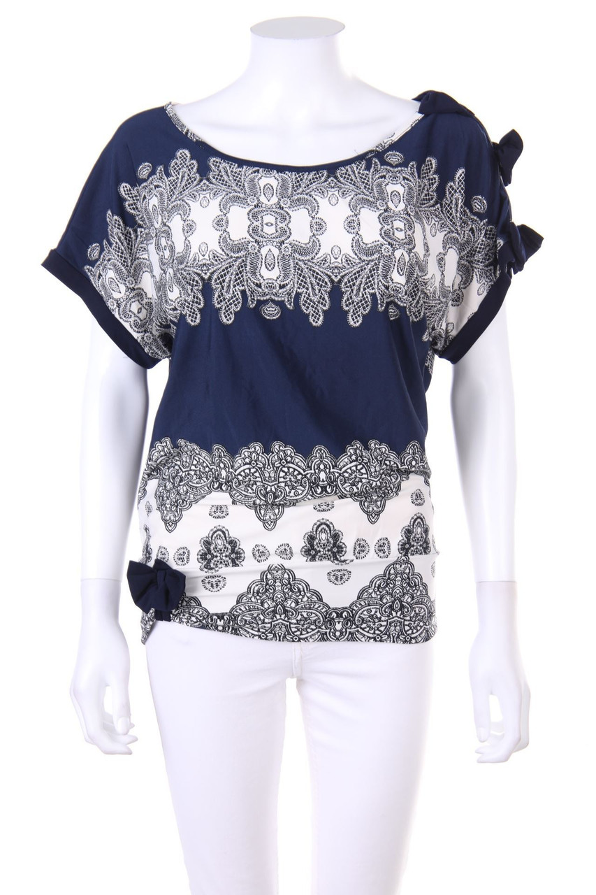 Lilia - Kurzarm-Shirt mit Schleife - L