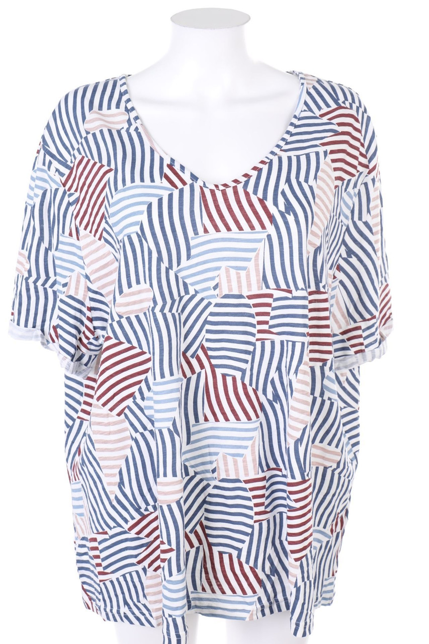 Ulla Popken - Kurzarm-Shirt mit geometrischem Muster - D 50-52