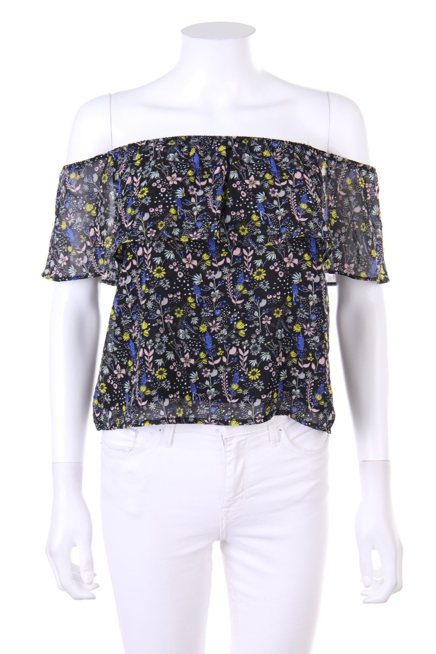 even&odd - Print-Carmen-Bluse mit Volants - S