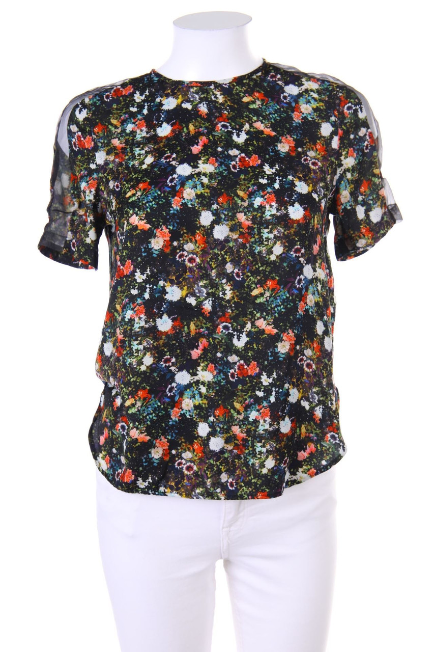 ZARA WOMAN - Kurzarm-Shirt mit Mesh-Einsatz - XS