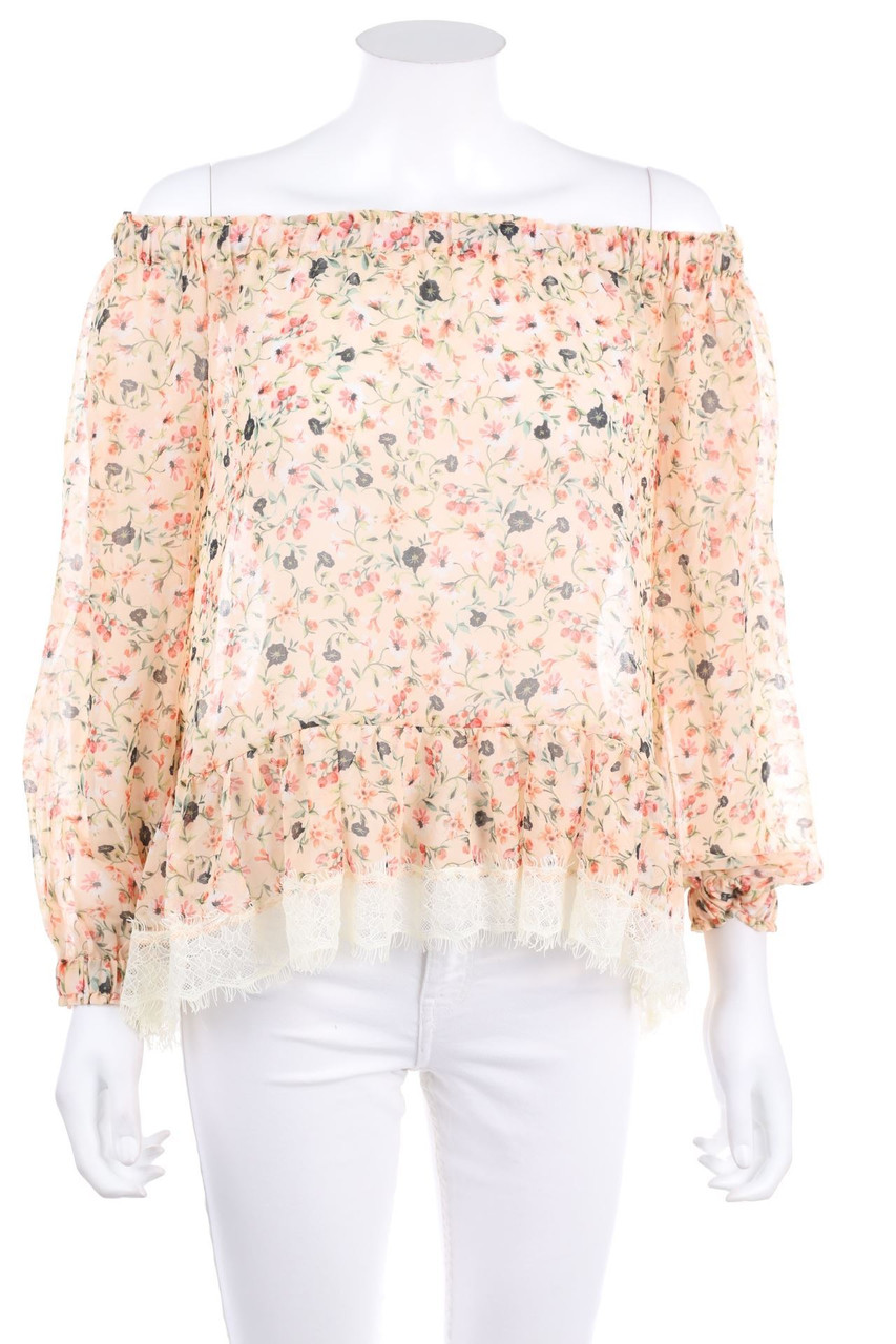 MANGO SUIT - Boho-Carmen-Bluse mit Blumen-Print mit Spitze - XS