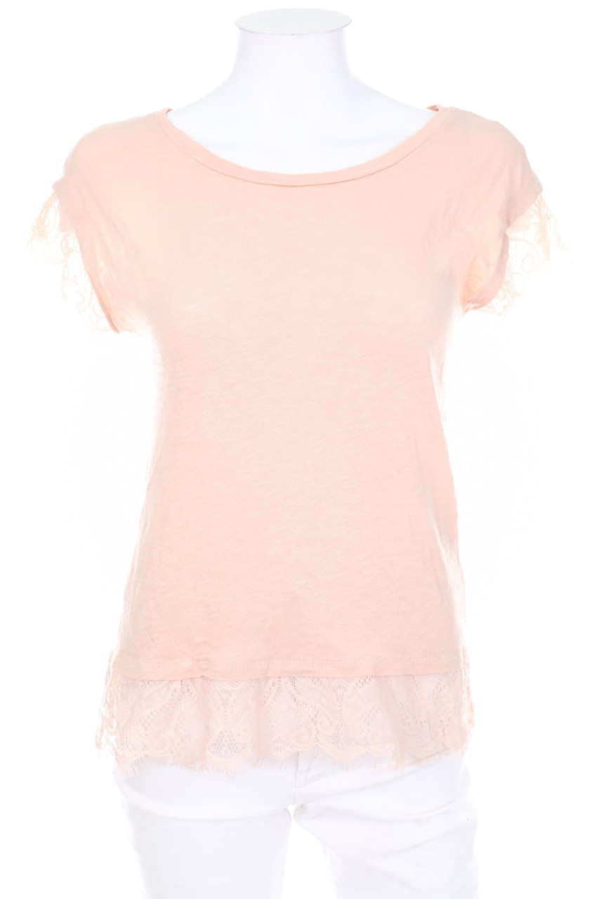 VERO MODA - Kurzarm-Shirt mit Spitze - XS