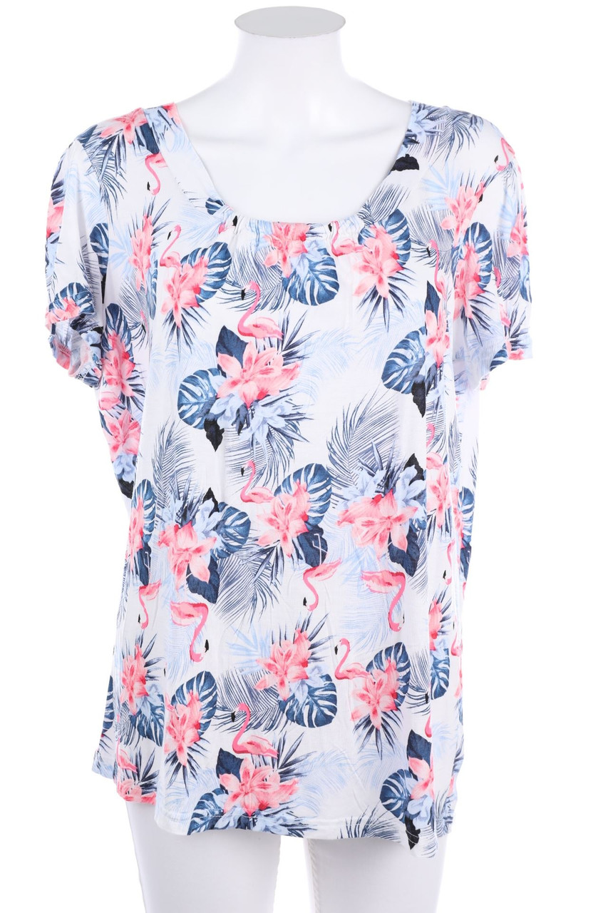 Ohne Label - Kurzarm-Shirt mit Blumen-Print - M
