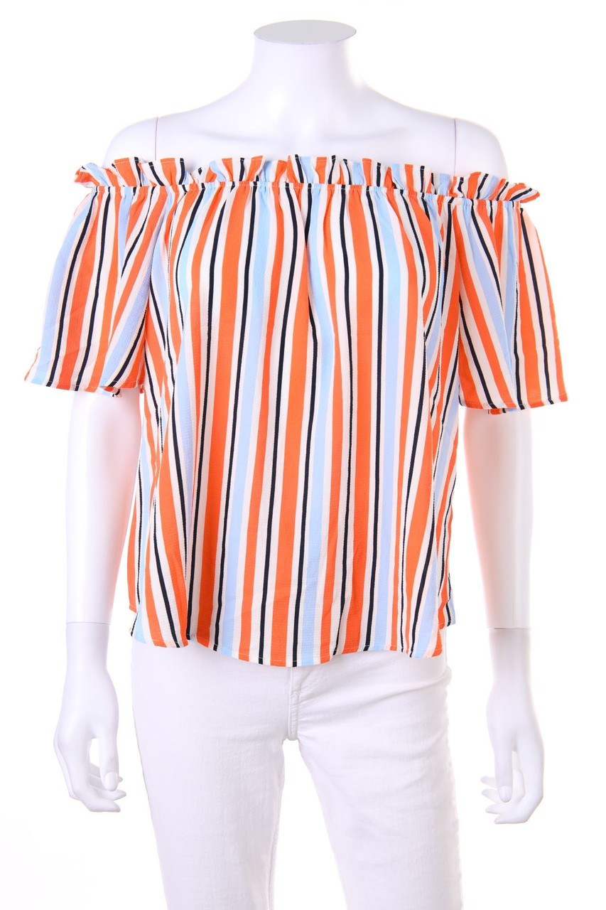 PRIMARK - Streifen-Carmen-Bluse mit Rüschen - D 40