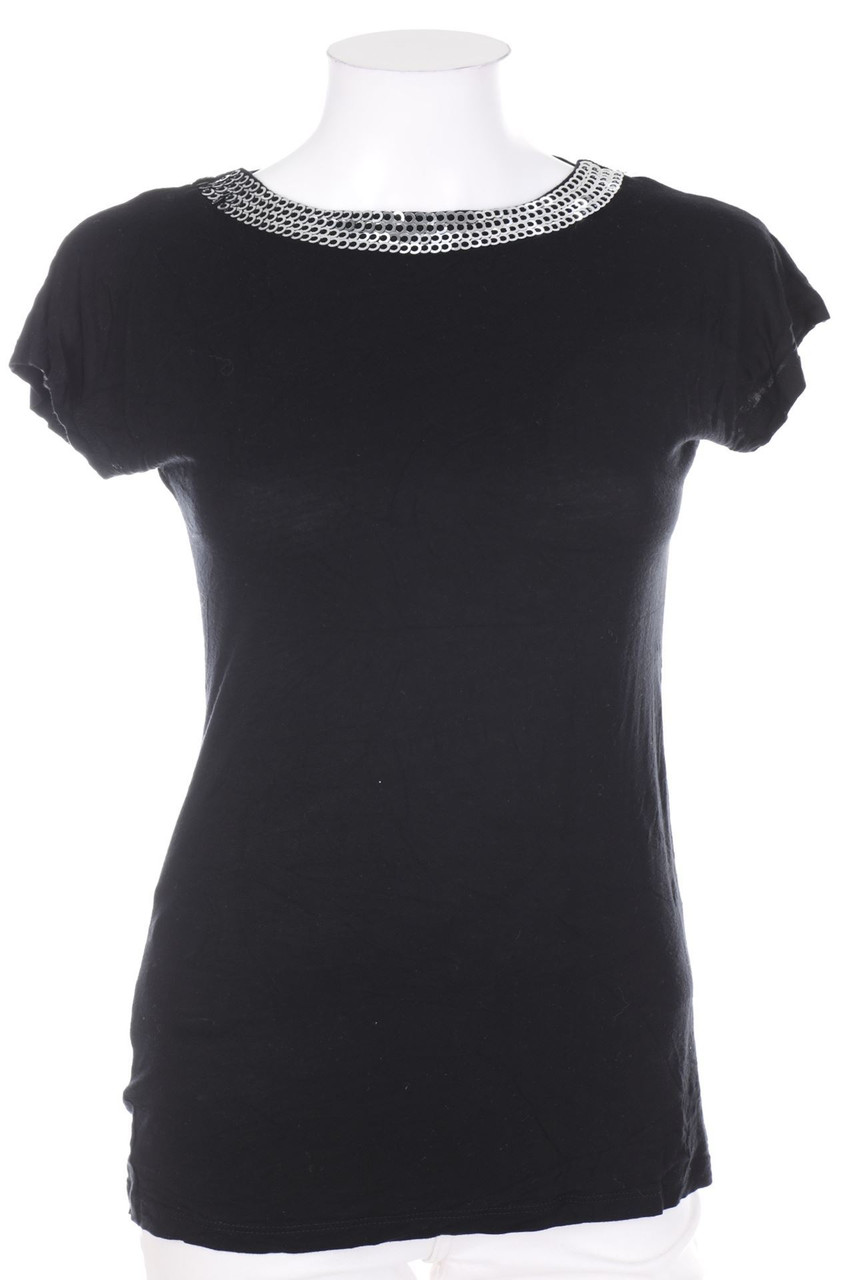 Ohne Label - Kurzarm-Bluse mit tiefem Rückenausschnitt - S