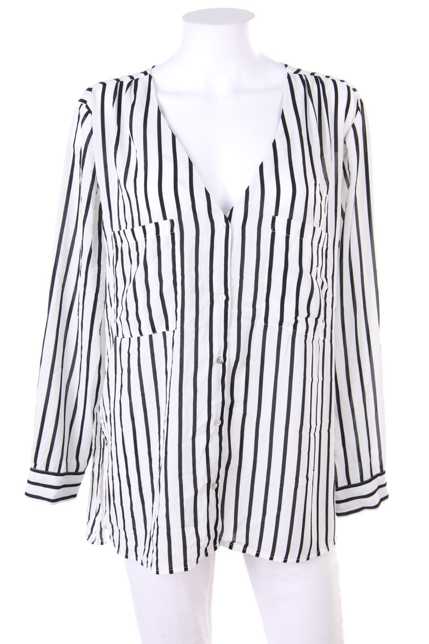 H&M - Streifen-Bluse mit aufgesetzten Taschen - D 44