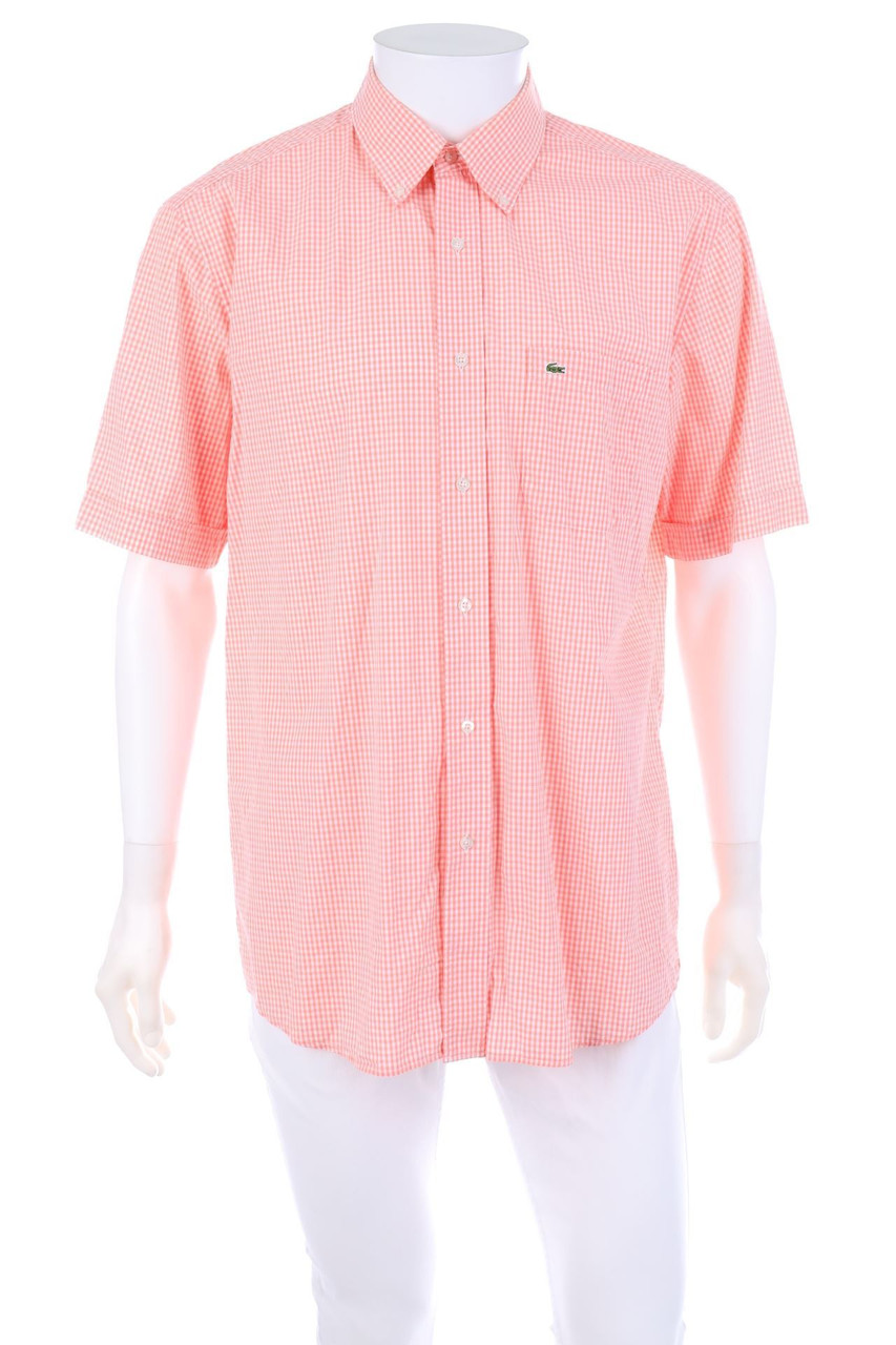 LACOSTE - Karo-Kurzarm-Hemd mit Button-down-Kragen mit Logo-Stickerei - 42