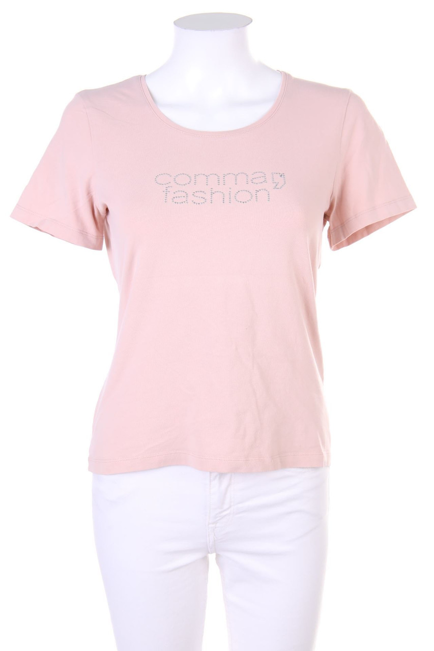 comma - Kurzarm-Shirt mit Strass-Logo - D 40