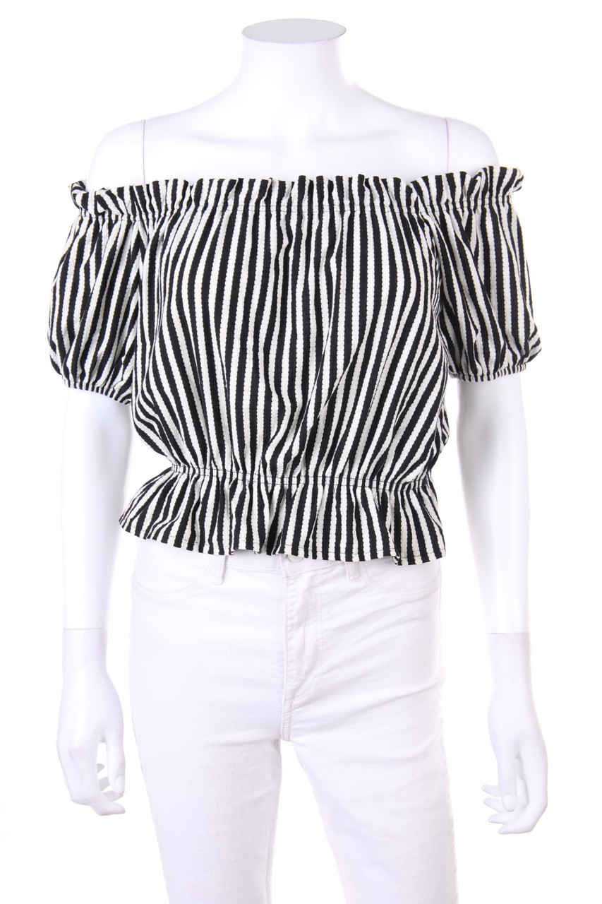 H&M - Cropped-Streifen-Carmen-Bluse - M