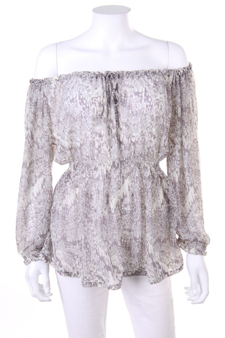 Ohne Label - Carmen-Bluse mit Print - S