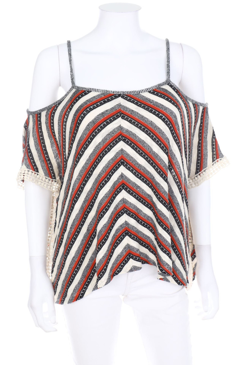 PULL&BEAR - Cold-Shoulder-Bluse im Boho-Stil - M