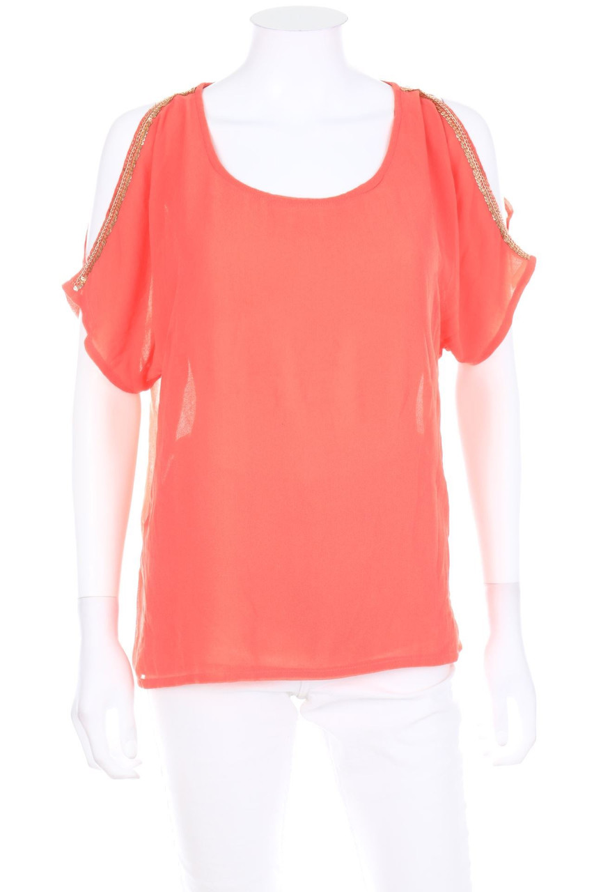 Jennyfer - Cold-Shoulder-Bluse mit Pailletten - M
