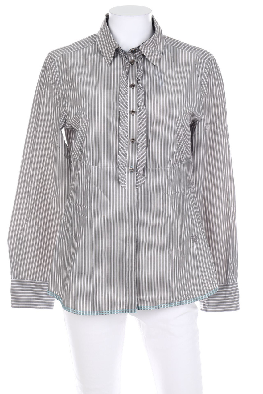 TAIFUN - Streifen-Hemd-Bluse mit Rüschen - D 42