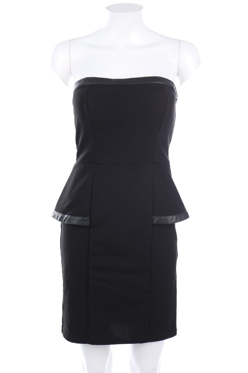 AMISU - Party-Kleid mit Kunstleder-Details - D 38