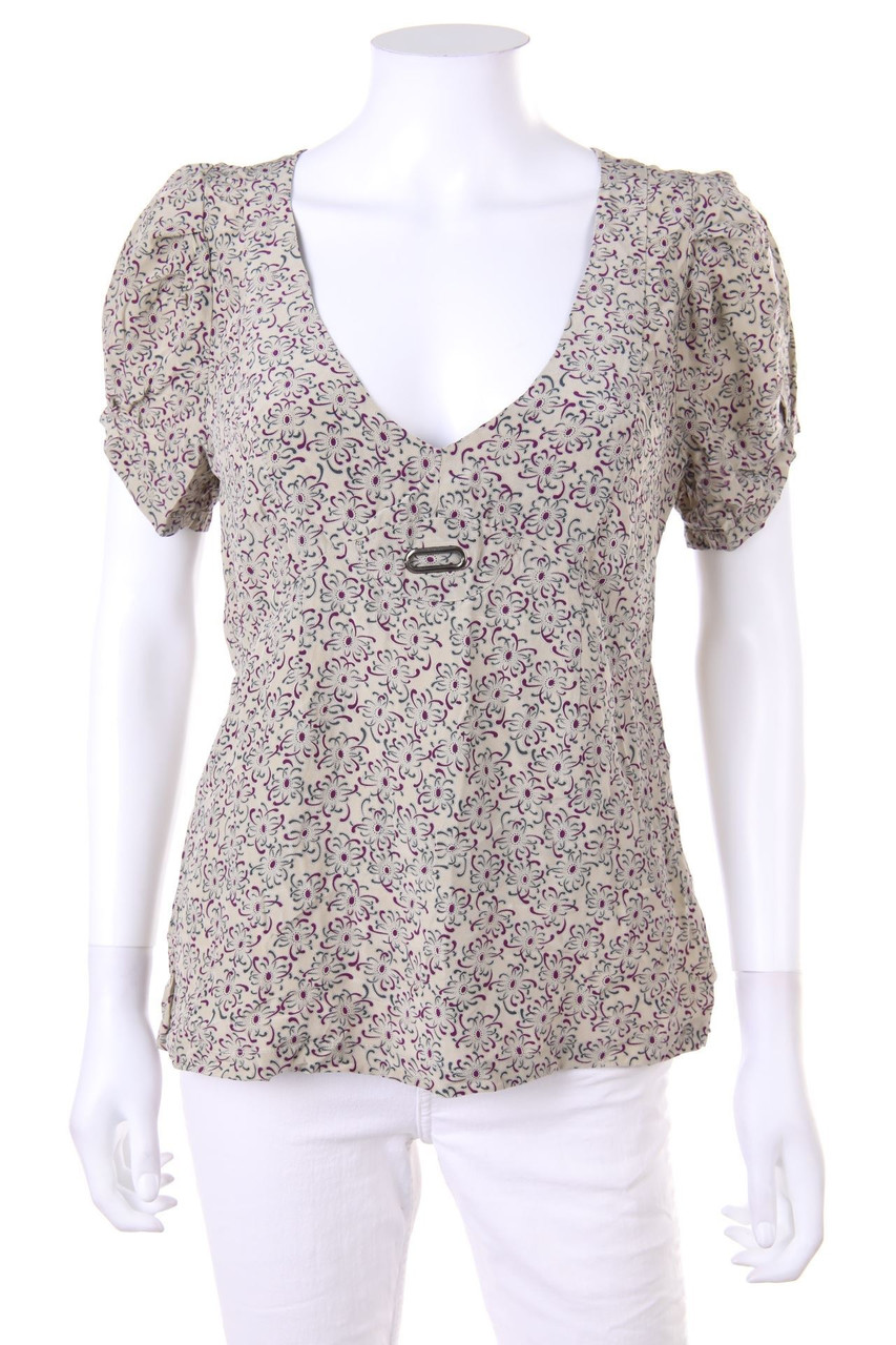 RÜTZOU - Kurzarm-Bluse aus Seide mit Puffärmeln - D 38