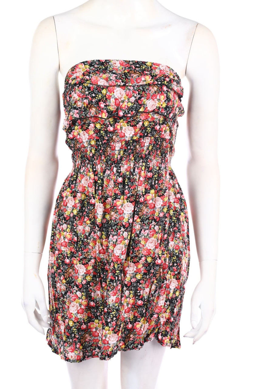 Red Queen - Volants-Kleid mit Smok-Details - S