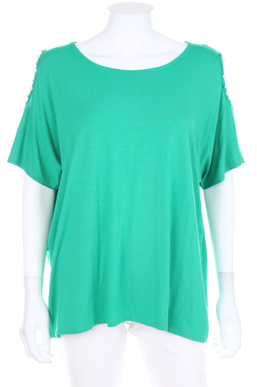 My Style - Cold-Shoulder-Kurzarm-Shirt mit Perlen - D 50