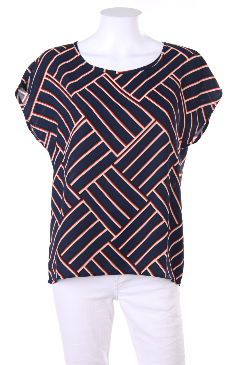 JACQUELINE de YONG - Kurzarm-Bluse mit geometrischem Muster - D 36