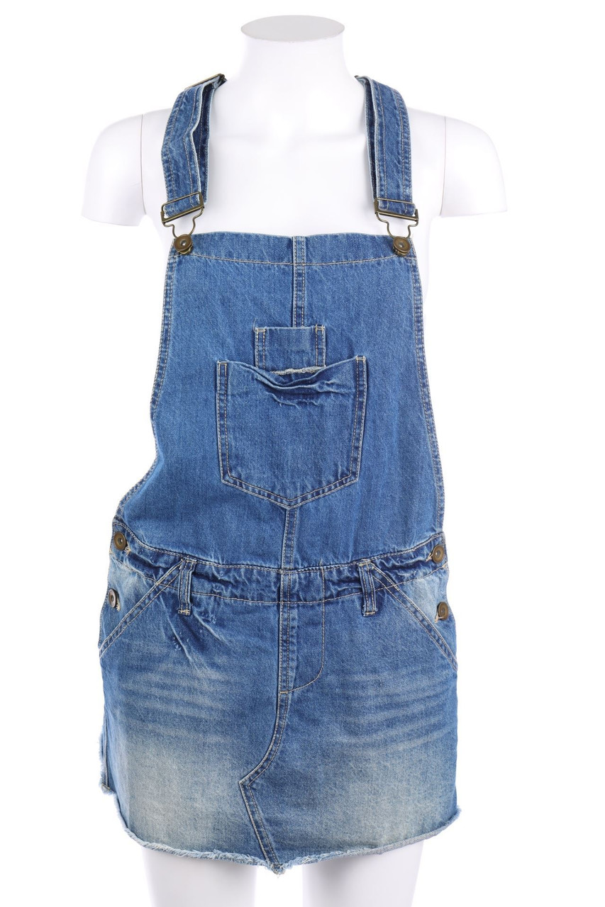 Ohne Label - Latz-Mini-Jeansrock - M